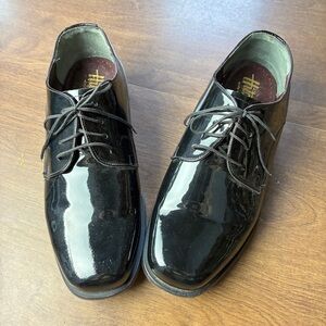 MENS HITCHCOCK BLACK PATENT LEATHER DRESS SHOES SZ 10.5 E Tuxedo Oxfords